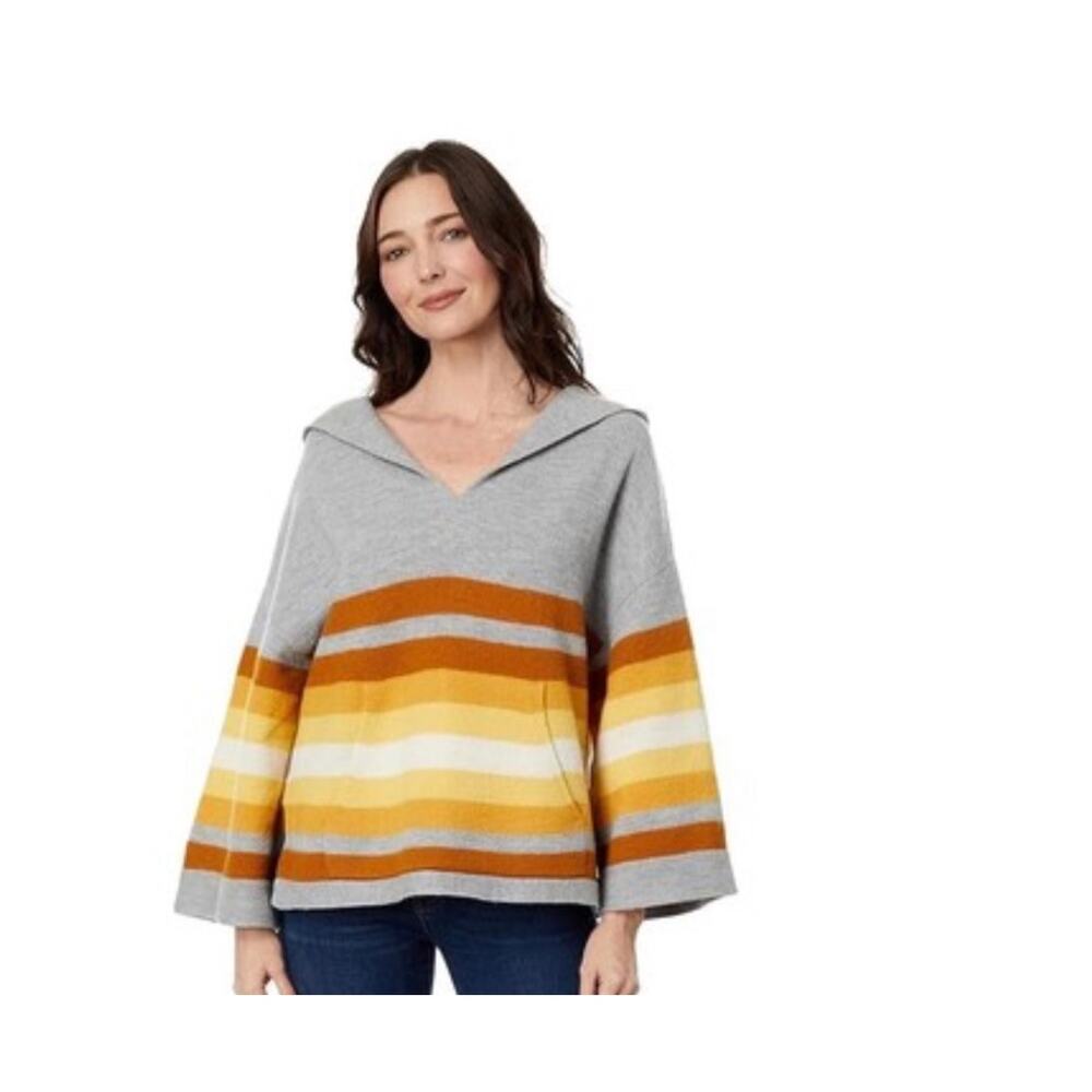 Toad & Co Merino Heartfelt Poncho Sweater Acorn Stripe Women’s Small wool